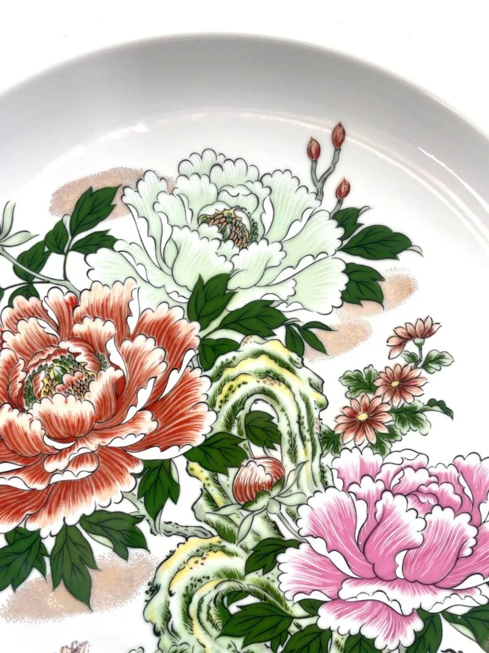 Vintage Japanese Porcelain Plate With Peony Floral Design Wall Plate Decor